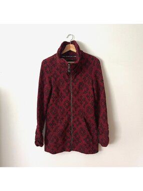 Tonia Debellis Molly Barberry Ruched Collar Jacket Women's Size Medium